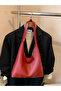 Red Textured Woven Shoulder Bag - 2