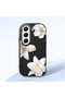 Tecno Camon 40 Compatible Case Camera Protector Black Silicone Couple Phone Case with Floral Pattern