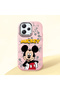 Redmi 12 Compatible Case Camera Protector Pink Silicone Couple Phone Case with Character Pattern