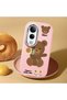 Vivo V50 Lite Compatible Case Camera Protective Pink Silicone Couple Phone Case Bear Patterned - 2