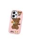 Redmi Note 13 Pro Plus 5g Compatible Case Camera Protector Pink Silicone Couple Phone Case with Bear Pattern - 3