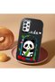 Samsung Galaxy A72 Compatible Case Camera Protective Black Silicone Couple Phone Case with Panda Pattern - 2