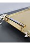 Figured, Metal-Handled, Stainless Steel Rectangular Tray Luxury Presentation Tray Light Gold-Silver - 2