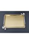 Figured, Metal-Handled, Stainless Steel Rectangular Tray Luxury Presentation Tray Light Gold-Silver - 5