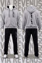Just Lift Printed Zippered Hooded Sweatshirt Set - Relaxed Fit 3-Thread Zippered Sweatshirt and Sweatpants Set