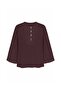 Double Button Linen Blouse Burgundy