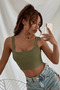 Women's Khaki Green Thick Strap Crop Top Bustier - 5
