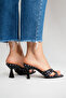 Women's Cross-Strapped Polka Dot Heeled Slippers Lorena - 8