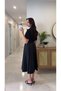 Lotes Black Elastic Waist Zippered Parachute Detailed Dress - 2