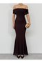 Women's Coffee Dress Strapless Lace Detailed Off Shoulder Fish Cut Midi - 2