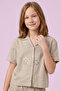 Embroidered Shirt with Revere Collar and Short Sleeves