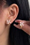 Premium Clip Earrings with Zircon Stone Flower Design, No Piercing Required, No Ear Hole Needed - 4