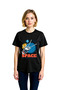 Women's Vintage Space Theme Printed T-Shirt Rocket Planet Astronaut Pattern Relaxed Fit Casual Modern