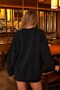 Women's Oversize Sweatshirt Match Flame Printed Black – Crew Neck, 3 Thread Raster Fleece - 5