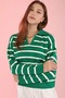 Women's 2 Pack Striped Polo Neck Long Sleeve V-Neck Knitwear Sweater Set Orange-Green Winter/Autumn - 4