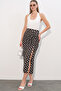 Women's Slit Polka Dot Skirt 8082 - Brown