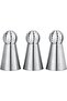 Cake piping tip set (3 pieces), stainless steel, suitable for dessert decoration, silver.