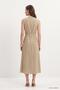 Crew Neck Waist Tie Dress 8662A Mink - 4
