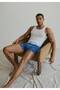 Cotton Printed Men's Boxer Shorts with Elastic Waistband Blue - 3