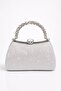 Stone Design Special Silver Stone Handle Bag, Bridal, Wedding, Special Occasion, Graduation Evening Dress Bag - 2