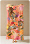 Maximalist Tiger Floral and Tropical Leaf Pattern 70X150 Beach Towel - Cotton Bath Towel - 4
