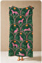 Art Deco Flamingo Dark Green Patterned 70X150 Beach Towel - Digital Printed Fade-Resistant Bath Towel