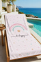 Fairy Girl in a Fairytale Pink Dress with Heart Pattern 70X150 Beach Towel - Digital Printed Bath Towel