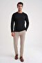 Slim Fit Stretchy Cotton Textured Fabric Long Sleeve Black T-Shirt Ts 934 - 2