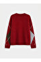 Ozmarka New Season Red V-Neck Diamond Patterned Women's Knitwear Sweater - 6