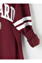 Burgundy Harvard Printed Women's Thick Sweatshirt - 3