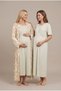 Women's Floral Double-Breasted Collar Maternity Nightgown Set with Nursing Detail and Dressing Gown - 2