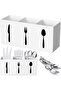 Acrylic Utensil Holder,3 Section,Rectangle,White,3 Divided,Countertop & Cabinet,Flatware Organizer,Kitchen Storage,Multi-Tableware