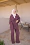 Plum Waist Tie Jacket and Trousers Set - 3