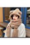 Winter Hat with Scarf Cute Bear Hat Warm Fur Hat Winter Hat for Extreme Cold Days - 4