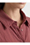 Lcw Everyday Burgundy Striped Oversize Dobby Women's Shirt - 3