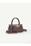 Parades Coffee Box Model Leather Handle Zippered Crossbody Hand and Shoulder Bag - 2
