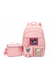 Pink Girls' Primary School Bag with Belenmeli Design, 2 Pieces - 2