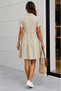 Women's Short Sleeve V-Neck Gathered Waist Viscose Two-Thread Short Dress - 3
