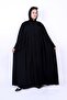 Elegant Black Front Pleated Abaya with Flower Embroidery and Bead Handwork Detail - 2