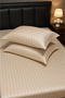 Striped Micro Satin Elastic Bed Sheet and Pillow Set Single and Double Size Shiny Soft Textured Fitted - 2