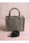 Gray Canvas Women's Hand and Shoulder Bag with Adjustable Strap Vintage 26X20X12 cm - 3