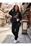 Women's Sakura Printed Oversize Hooded Tracksuit Set Casual