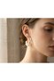 Women's Gold Color Pearlescent White Floral Hoop Earrings - Stylish Daisy Patterned with Stones, Daily and Special Occasion Gift Women's Jewelry