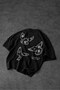 Men's Black Heavy Embossed Print Oversize Tshirt - 4