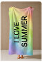 Pastel Batik I Love Summer Written 70X150 Beach Towel - Digital Printed Fade-Resistant Bath Towel - 4