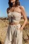 Flap-Tie Linen Trousers Natural - 7