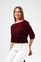 Stone Detailed Lycra Wide Collar Stylish Bodysuit - 3
