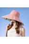 Women's reversible bucket hat beige floral wide brim foldable UV. - 2