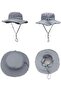 Fisherman hat 56-60cm unisex UV foldable adjustable wide brim tassel. - 2