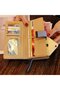 Women's apricot leather horizontal zipper mid-length leaf wallet. - 3